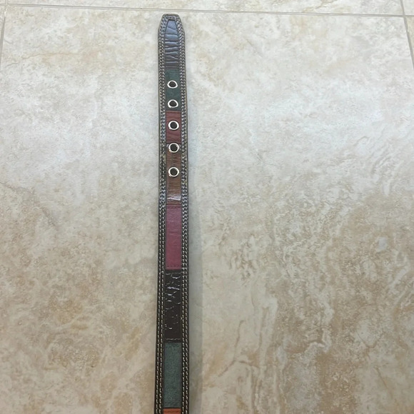 Fossil Women’s Belt Patchwork Color Block Genuine Leather Silver Buckle Size M - Picture 6 of 16
